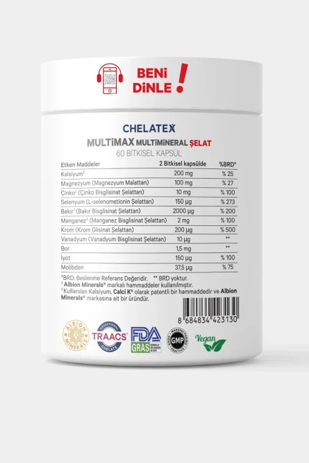 Chelatex Multimax Multimineral Şelat Takviye Edici Gıda 60 Bitkisel Kapsül - Görsel 3