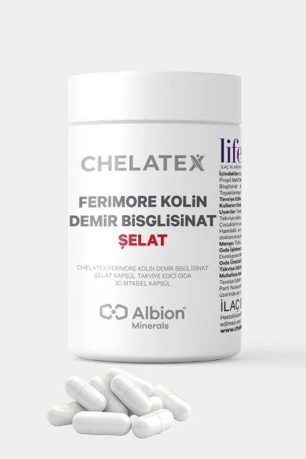 Chelatex Ferimore Kolin Demir Bisglisinat Şelat 60 Bitkisel Kapsül - Görsel 1