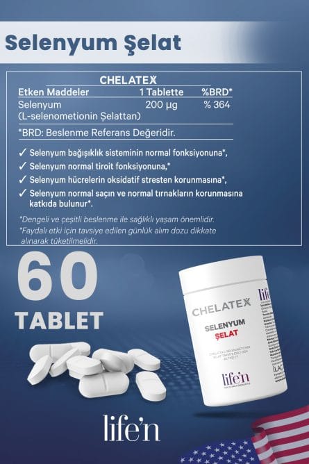 Chelatex Selenyum İçeren Şelat 60 Bitkisel Tablet - Görsel 2